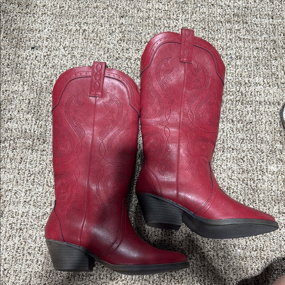 Sugar Red Heeled Boots Classic Leather Design